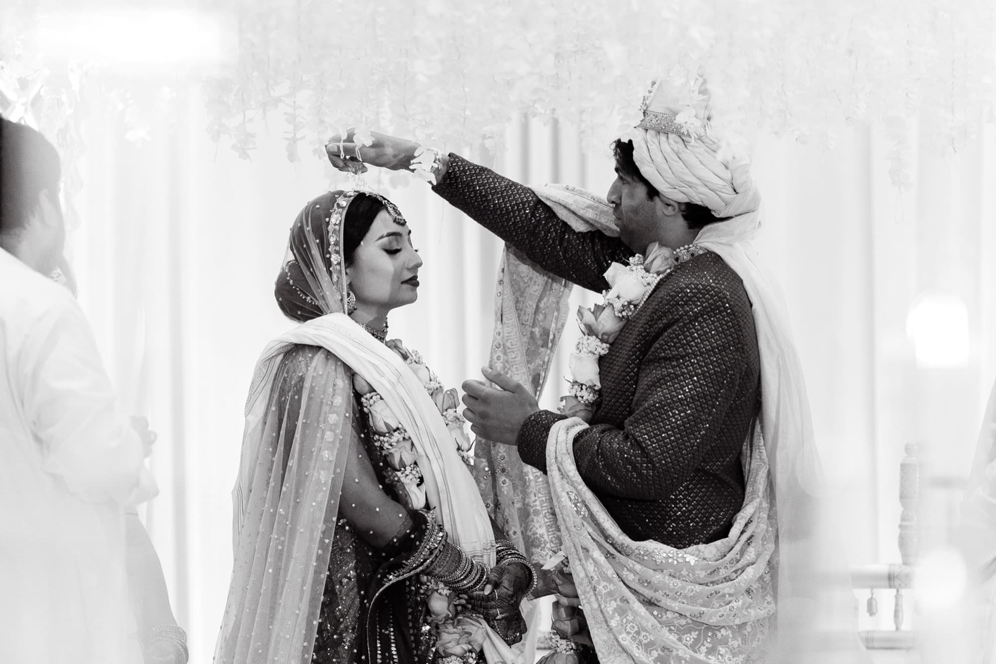 Blessing over the bride in black and white, Toronto ceremony