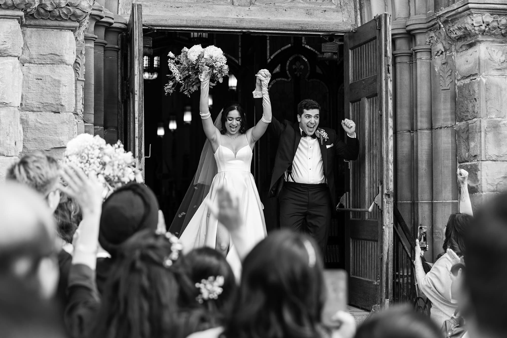 Celebration on the church steps after the ceremony, Toronto