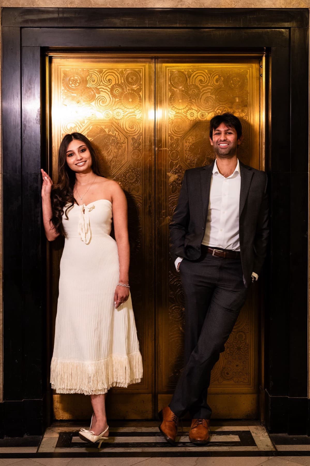 Engagement portrait in evening dress, Toronto