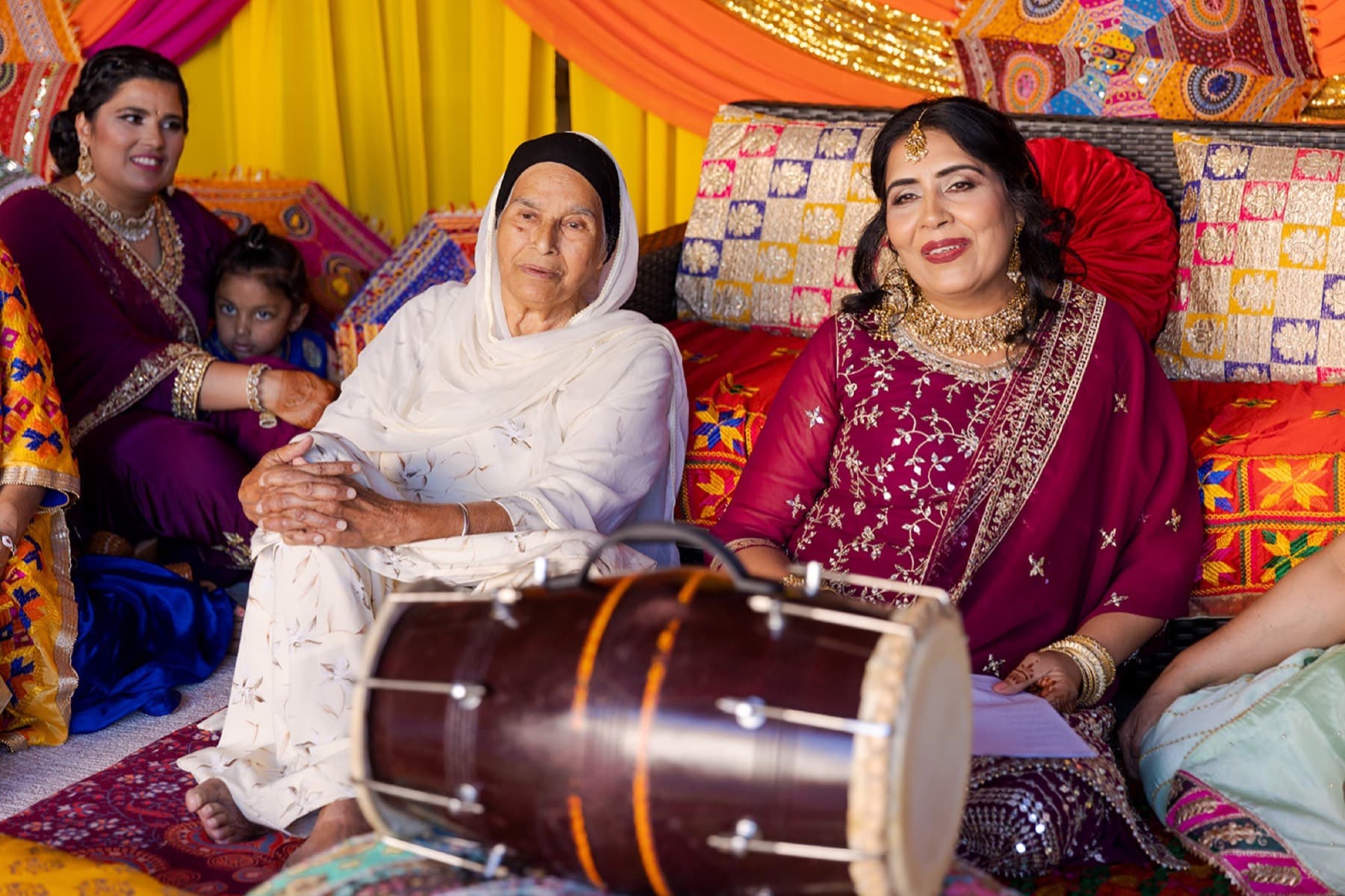 Dhol and singing at the sangeet, GTA Punjabi wedding