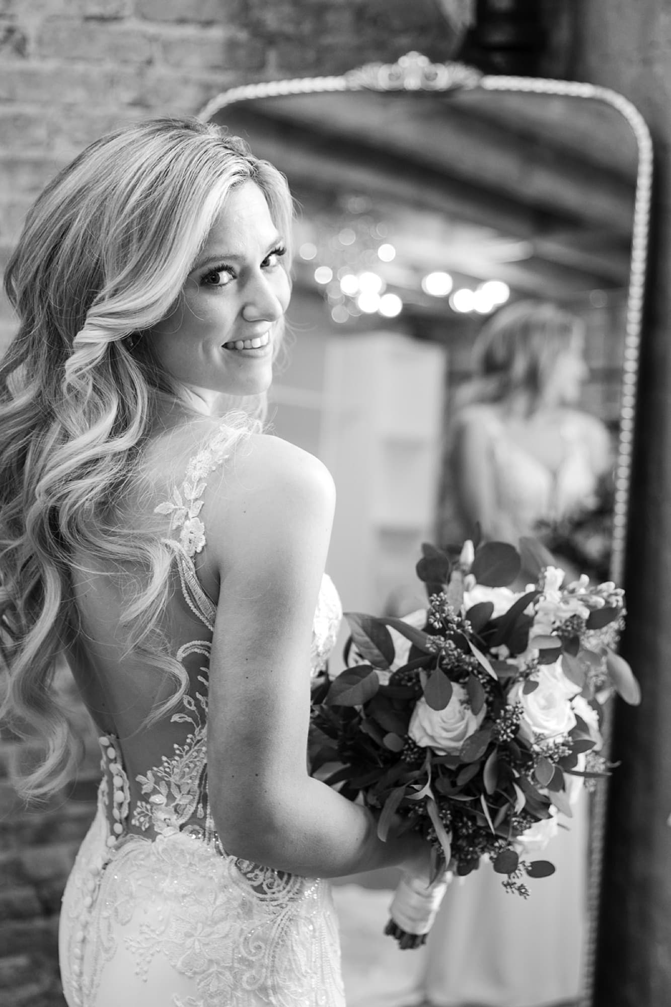 First look on the staircase in black and white, Toronto wedding